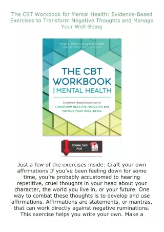 [READ]⚡PDF✔ The CBT Workbook for Mental Health: Evidence-Based Exercises to Transform Negative Thoughts and Ma