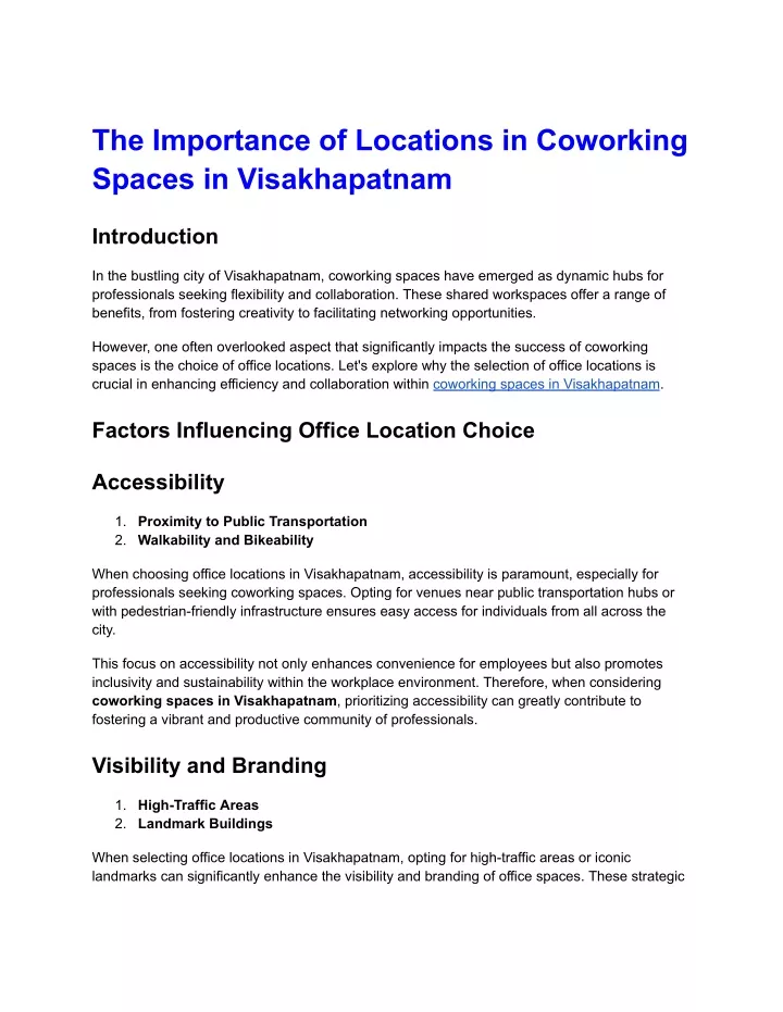 the importance of locations in coworking spaces