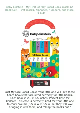 Download⚡PDF❤ Baby Einstein - My First Library Board Book Block 12-Book Set - First Words, Alphabet, Numbers,
