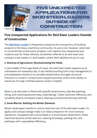 Five Unexpected Applications for Skid Steer Loaders Outside of Construction