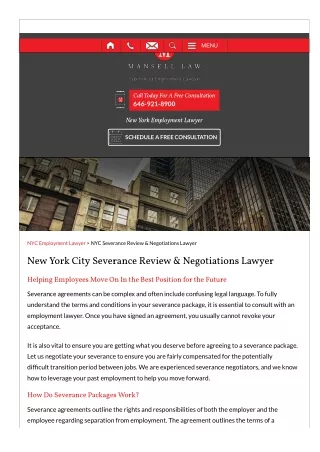 NYC Severance Review & Negotiations Lawyer | NYC Severance Attorneys