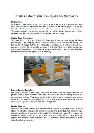 Investing in Quality_ Choosing a Reliable Wire Saw Machine