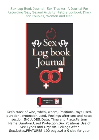 Download⚡(PDF)❤ Sex Log Book Journal: Sex Tracker, A Journal For Recording Sex, Sexual Activity History Logboo