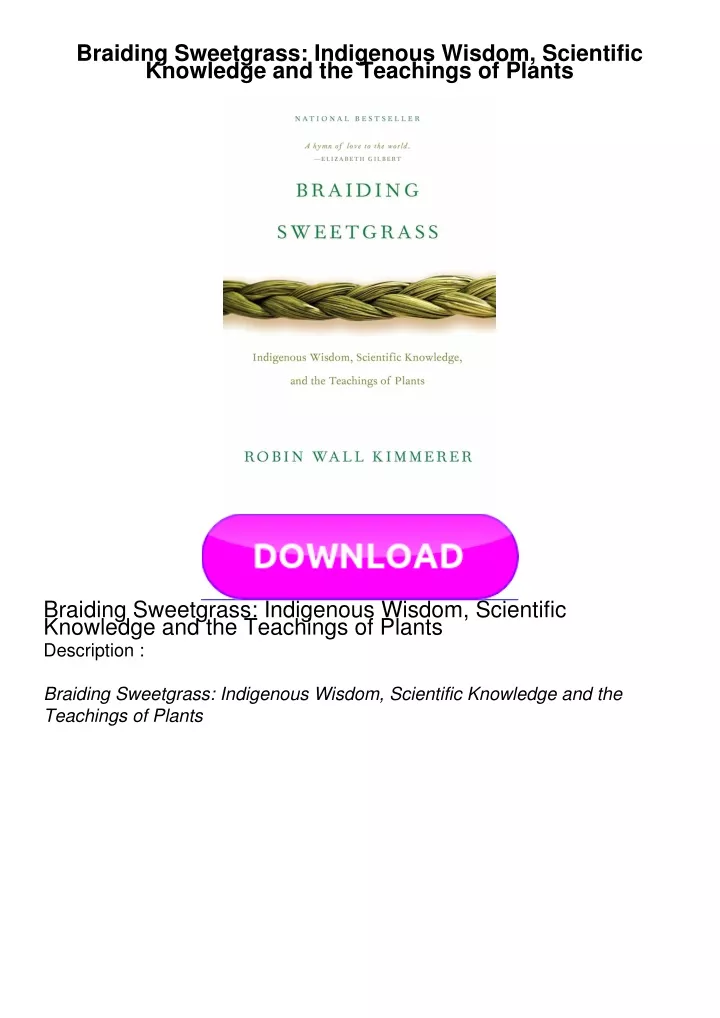 braiding sweetgrass indigenous wisdom scientific