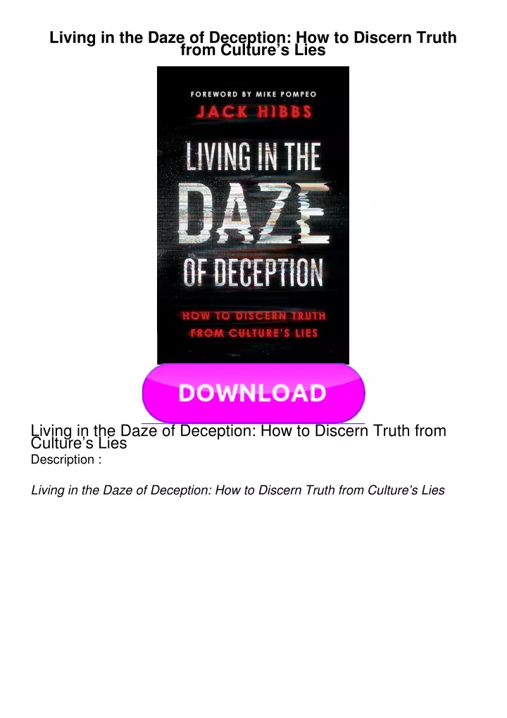 living in the daze of deception how to discern