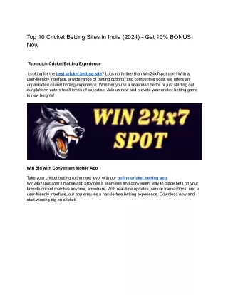 Top 10 Cricket Betting Sites in India (2024) - Get 10% BONUS Now