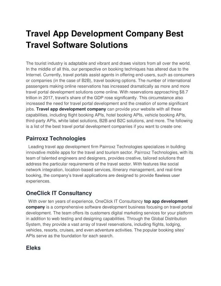 travel app development company best travel