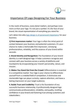 Importance Of Logo For Your Business| Ideal Logo Designer