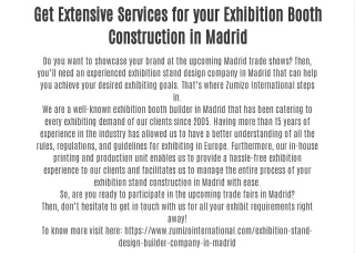 Get Extensive Services for your Exhibition Booth Construction in Madrid