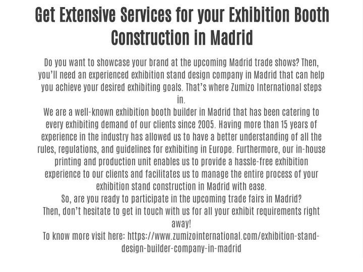 get extensive services for your exhibition booth