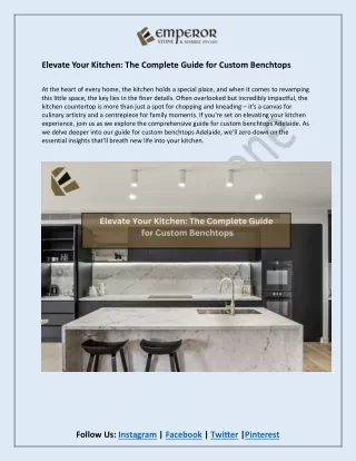 Elevate Your Kitchen The Complete Guide for Custom Benchtops