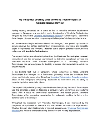 My Insightful Journey with Vmoksha Technologies_ A Comprehensive Review