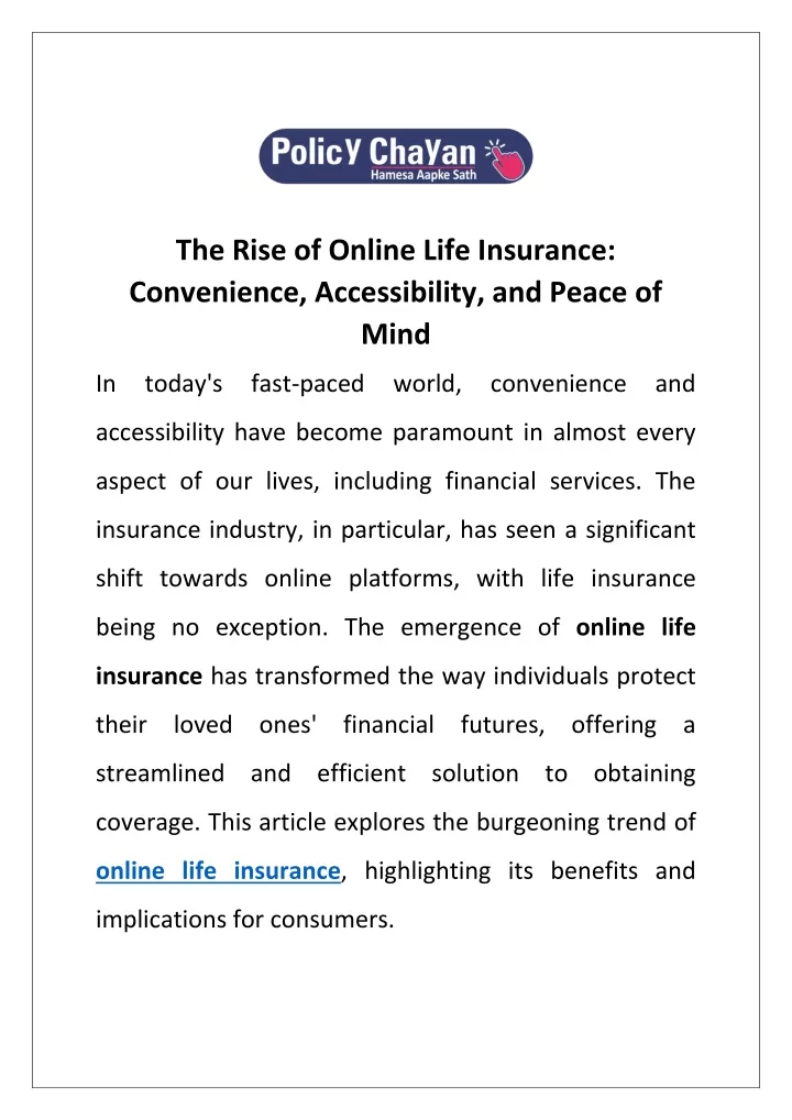 the rise of online life insurance convenience