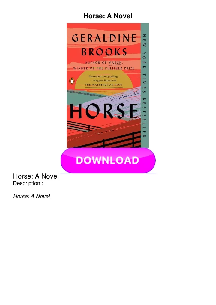 horse a novel