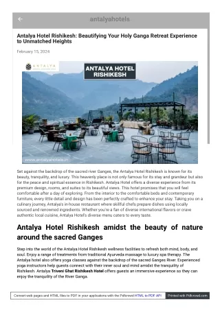 Antalya Hotel Rishikesh amidst the beauty of nature around the sacred Ganges