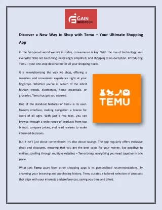 Discover a New Way to Shop with Temu – Your Ultimate Shopping App