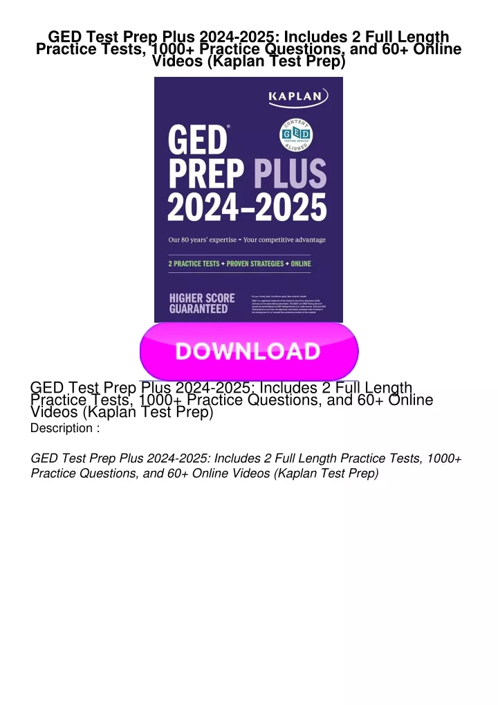 PPT PDF BOOK GED Test Prep Plus 20242025 Includes 2 Full Length