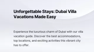 Make Dubai Yours: Private Villas Offer Unparalleled Experiences