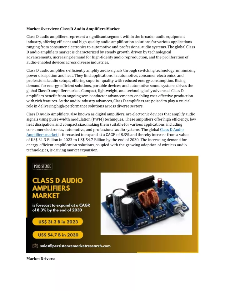 market overview class d audio amplifiers market