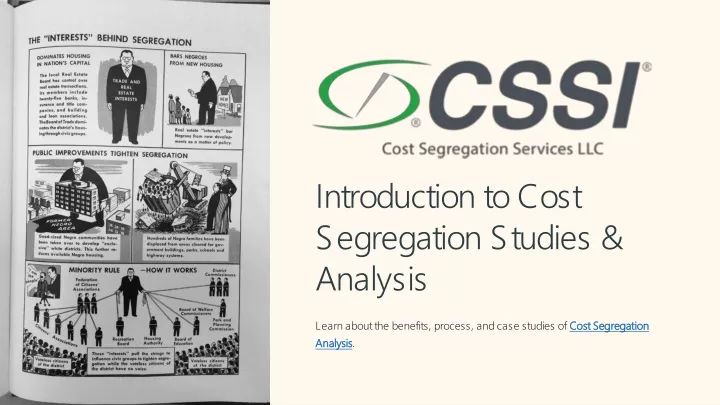 introduction to cost segregation studies analysis