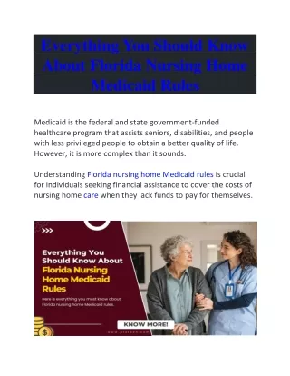 Eligibility Requirements of Florida Nursing Home Medicaid Rules