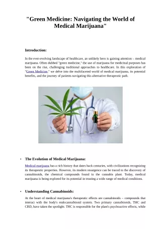"Green Medicine: Navigating the World of Medical Marijuana"