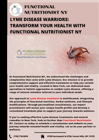 Lyme Disease Warriors: Transform Your Health with Functional Nutritionist NY