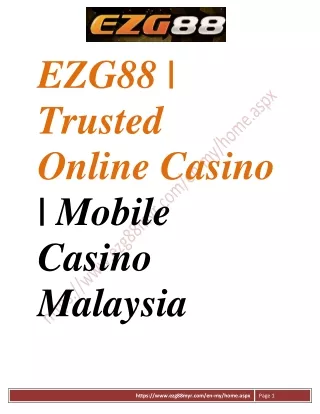 EZG88 | Trusted Online Casino Malaysia | Kasino Online 2024