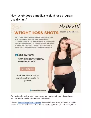 Medical weight loss program - Medrein health