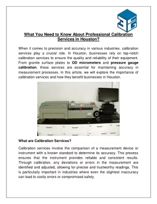 What You Need to Know About Professional Calibration Services in Houston?