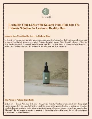 Revitalize Your Locks with Kakadu Plum Hair Oil The Ultimate Solution for Lustrous, Healthy Hair (1)