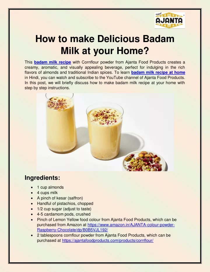 how to make delicious badam milk at your home