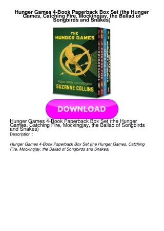 KINDLE Hunger Games 4-Book Paperback Box Set (the Hunger Games, Catching Fire, Mockingjay, the Ballad of Songbirds