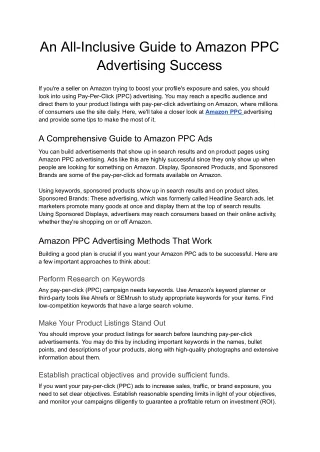 An All-Inclusive Guide to Amazon PPC Advertising Success - Google Docs