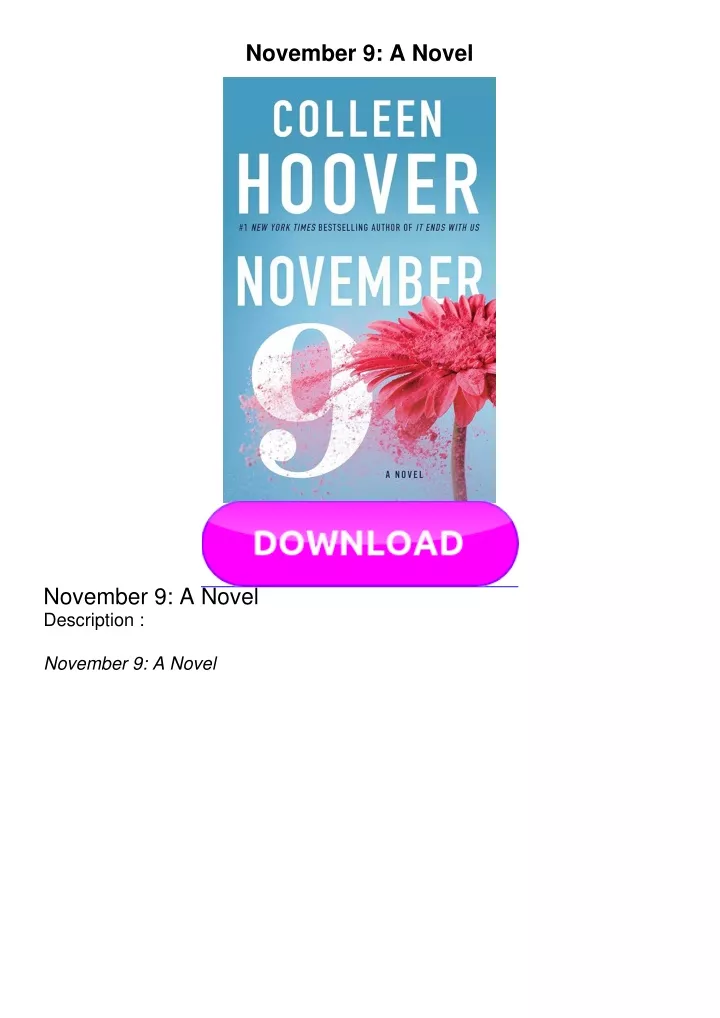 november 9 a novel