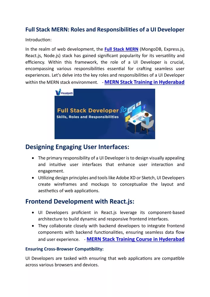 full stack mern roles and responsibilities