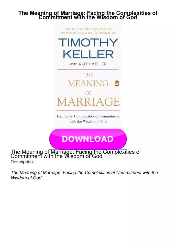 the meaning of marriage facing the complexities