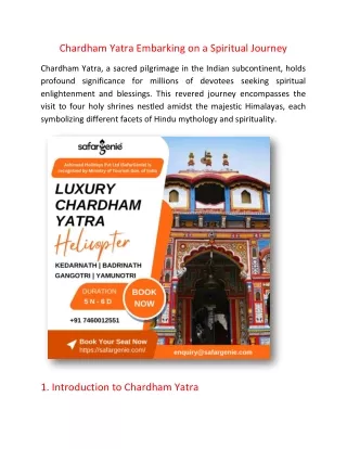 Chardham Yatra Embarking on a Spiritual Journey