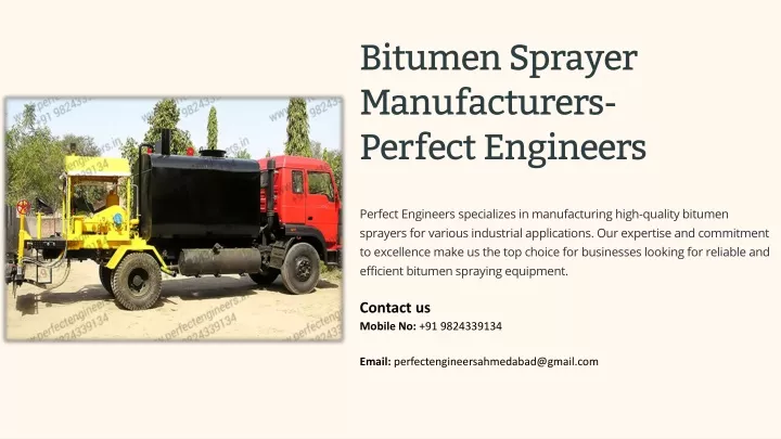 bitumen sprayer manufacturers perfect engineers