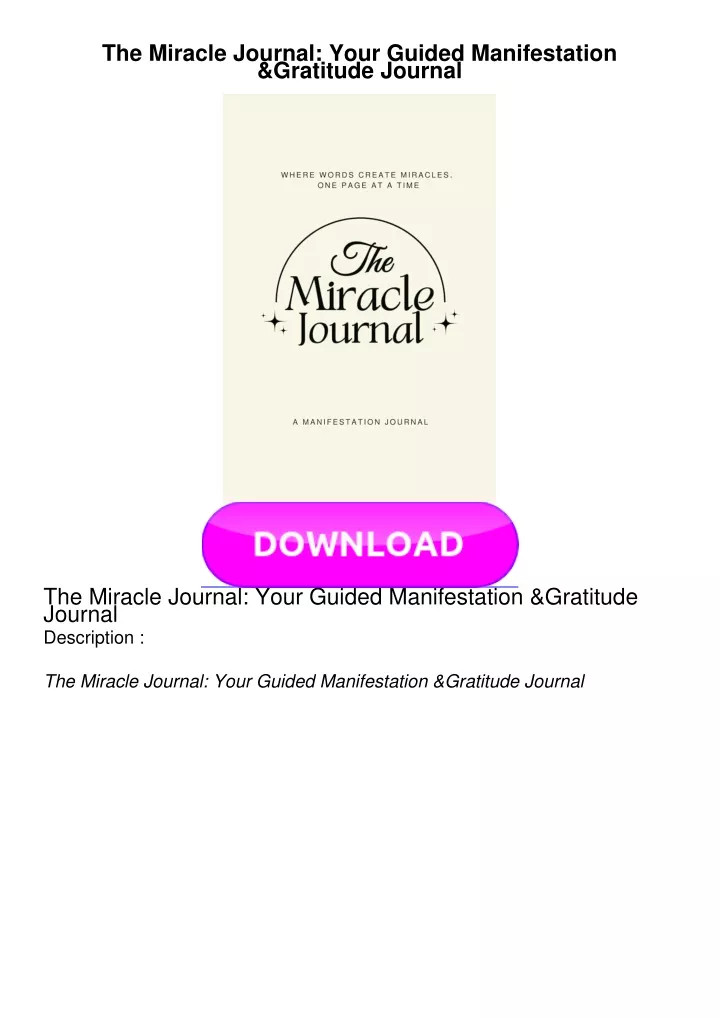 the miracle journal your guided manifestation