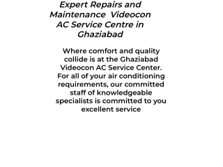 Reliable Solutions for Your Cooling Needs Videocon AC Service Centre in Ghaziaba