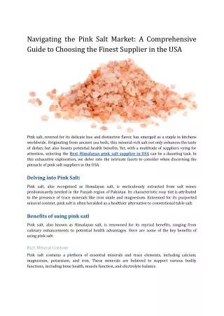 Navigating the Pink Salt Market_ A Comprehensive Guide to Choosing the Finest Supplier in the USA