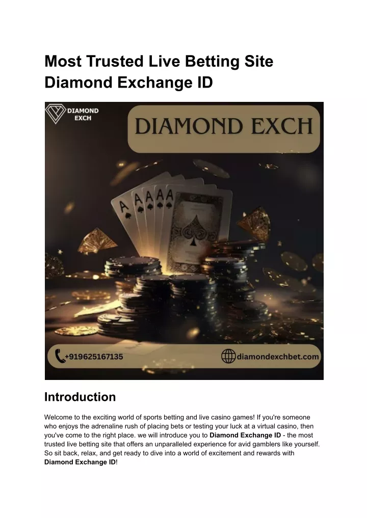 most trusted live betting site diamond exchange id