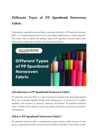 different types of pp spunbond nonwoven fabric
