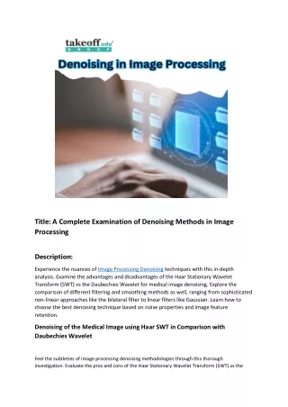 _A Complete Examination of Denoising Methods in Image Processing