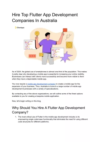 Hire top flutter app development companies in Australia