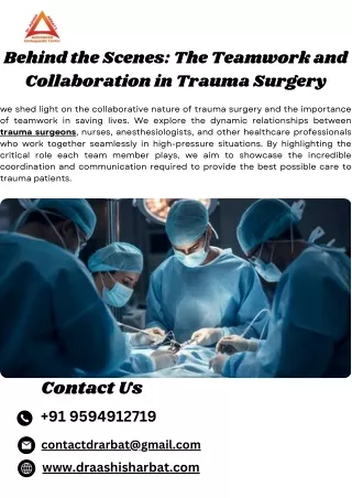 Behind the Scenes The Teamwork and Collaboration in Trauma Surgery