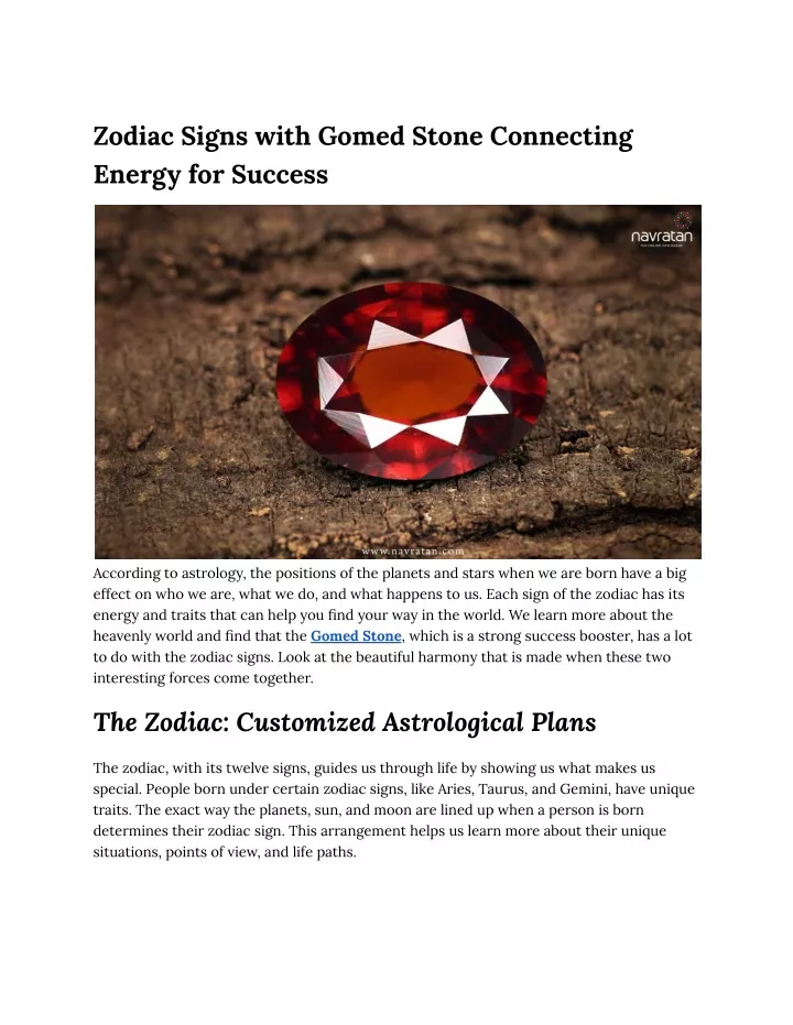 zodiac signs with gomed stone connecting energy