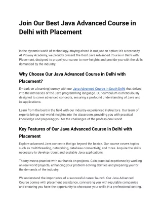 Java Advanced Course in Delhi