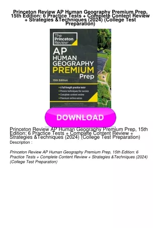 KINDLE Princeton Review AP Human Geography Premium Prep, 15th Edition: 6 Practice Tests + Complete Content Review +